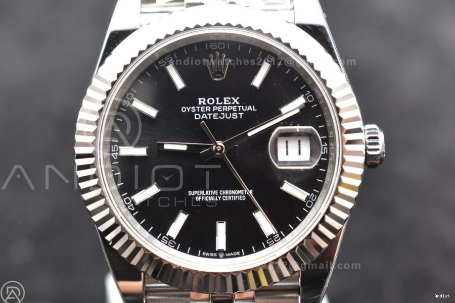 Jubilee Dial 633 Black DateJust Edition 1:1 DIWF Stick 41 904L on Steel 126334 Bracelet WellDesigned SA Best 0818